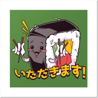 Kawaii Sushi Roll // Cute Japanese Cartoon Posters and Art